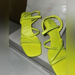 Neon green heels! Never worn, block heel.